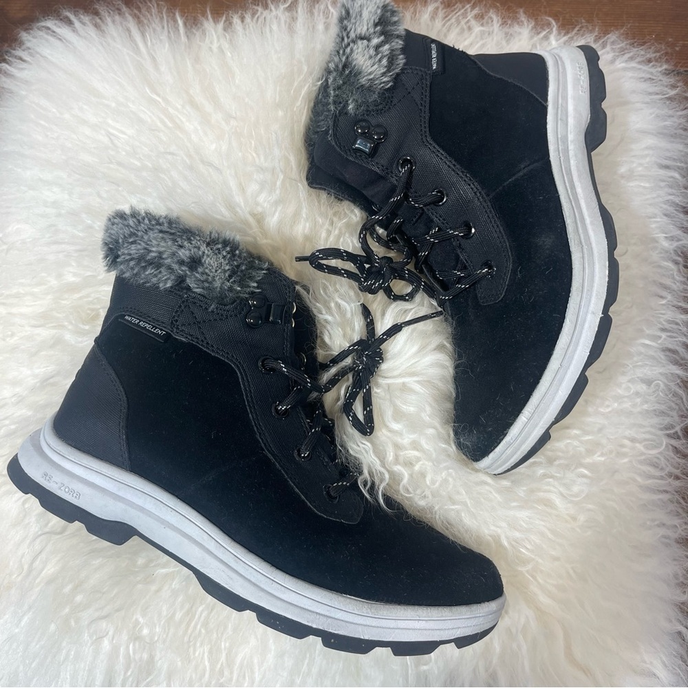 Black Winter Boots with Faux Fur Lining 6W